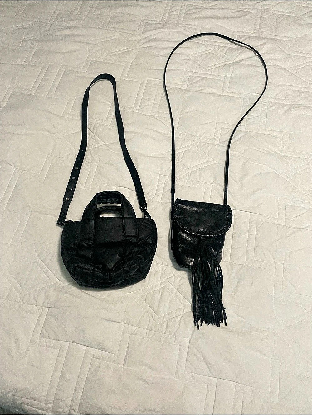 Maje Mini Quilted Leather Tote Bag Set - Black